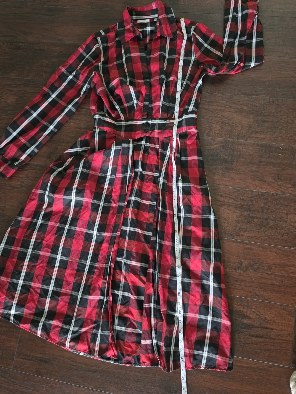New York & Company Belted Plaid Longline Shirt - Picture 4 of 6